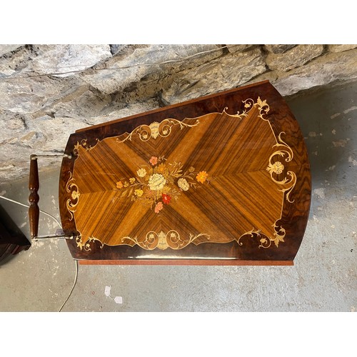 293 - Inlaid 2 tier serving trolley with drop leafs, 26''h