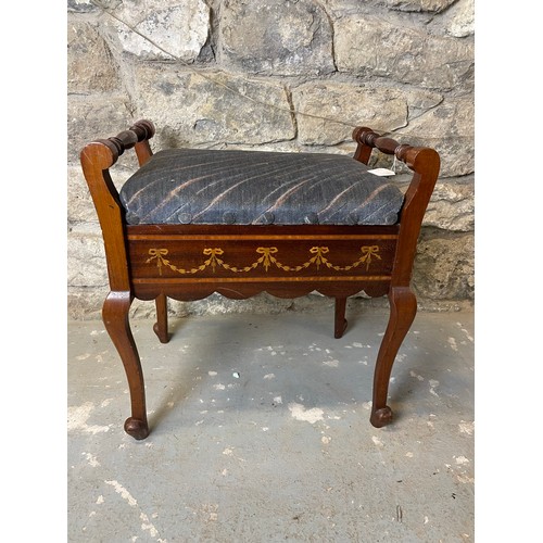 297 - Mahogany inlaid piano stool 21''h