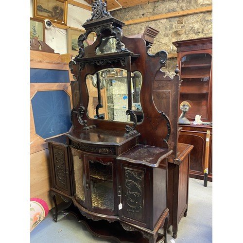 317 - Victorian mahogany sideboard with mirrored back, beveled glass, 54''w x 18''d x 8'h