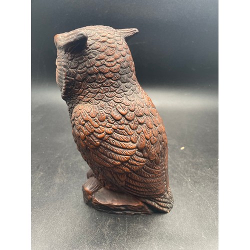 6 - Heavy intricately carved Black Forest owl, 8''h