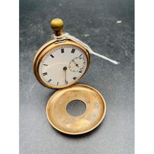 42 - 9ct gold half hunter pocket watch with Birmingham hallmarks a.f.