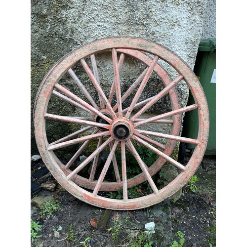 323 - Victorian Horse cart wheels, 42'' d iron banded