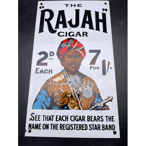 337 - 3 vintage enamel advertising signs, heavy, Players and Rajah Cigar