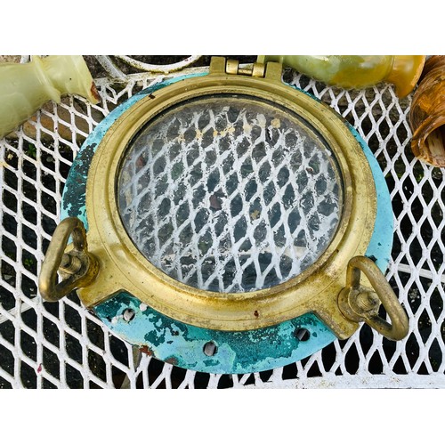 343 - A round antique ships port hole, 15''