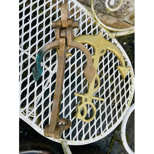 345 - Heavy 14'' brass anchor and other