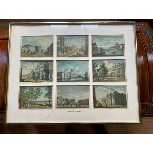 347 - 9 vintage scenes of Dublin framed