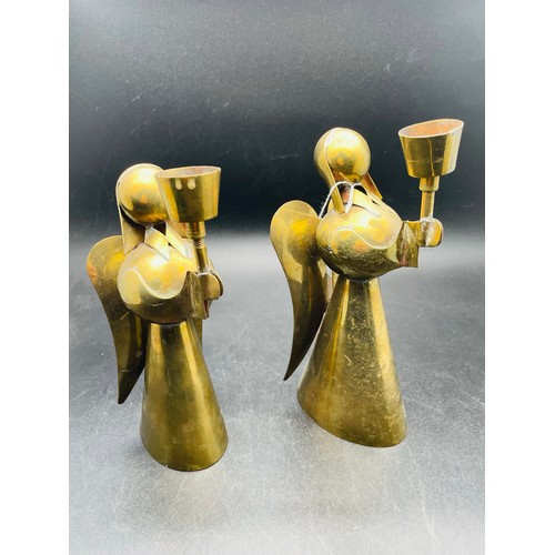 246 - A pair of antique brass candle holders, 8''h