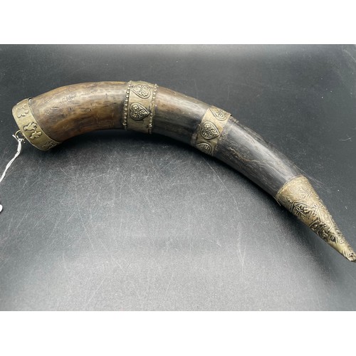 242 - Antique  Arabic horn with silver mounting 13''l