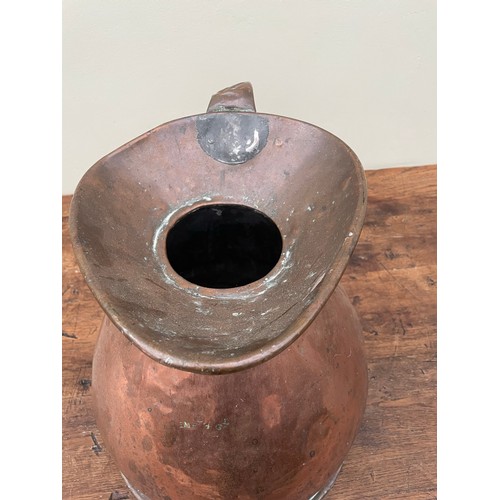 2 - Large Victorian 4 gallon heavy copper measure, 15''h