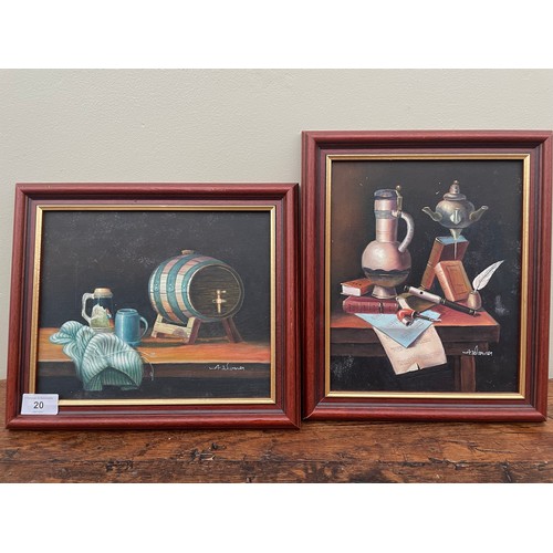 20 - A pair of oil on canvas framed, signed lower right A. Warner, 10.5 x 12.5''