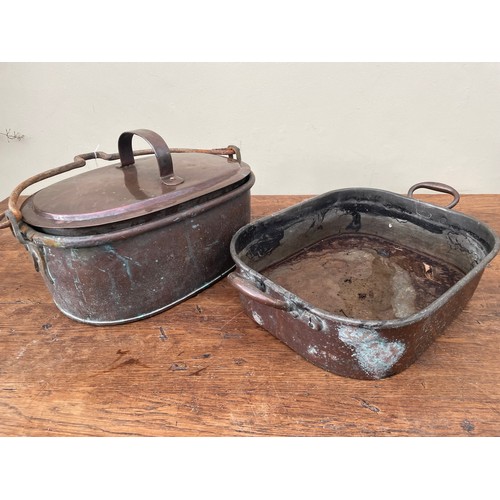 38 - 2 Victorian copper fish pans, 21''w