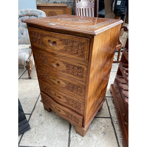 47 - Superb 4 drawer heavily carved  4 drawer chest, 17''d x 21''w x 35''h,