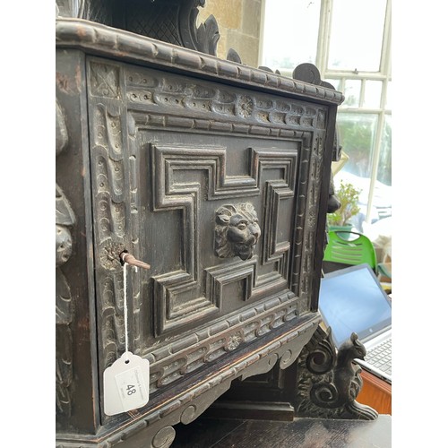 48 - Heavily carved Georgian Irish oak corner cabinet, 72''h x 23''d