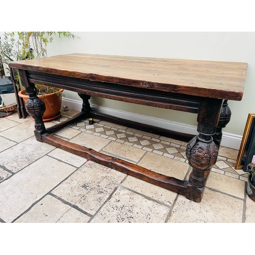 54 - Magnificent 17th century oak refectory table with stretcher legs, very solid, 72''w x 34''d x 31''h
