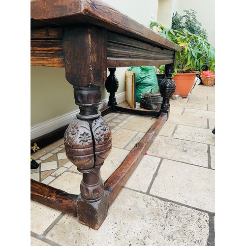 54 - Magnificent 17th century oak refectory table with stretcher legs, very solid, 72''w x 34''d x 31''h