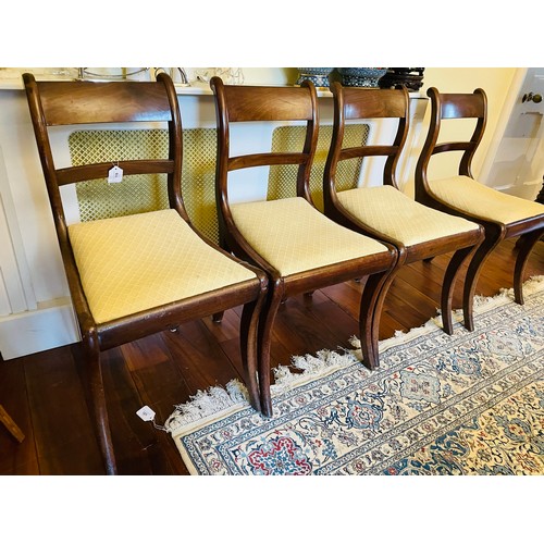 118 - A set of 4 Edwardian dining chairs with cream upholstery, sturdy, 18'' seat