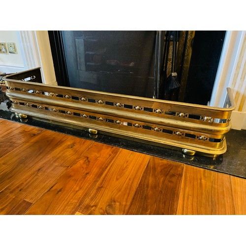 130 - Victorian brass fender, 48''w x 12''d x 9''h