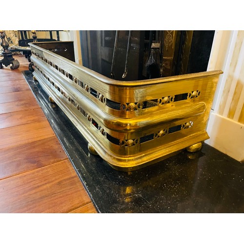 130 - Victorian brass fender, 48''w x 12''d x 9''h