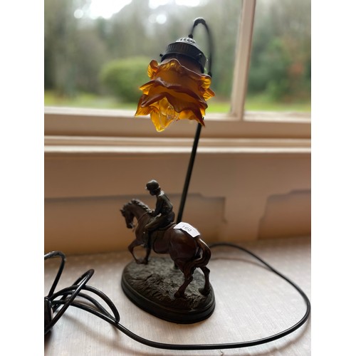 160 - A table lamp with a figure of a horse,