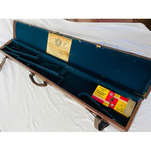 150C - Full length rifle case by Holland and Holland, leather with brass fittings, 4ft L