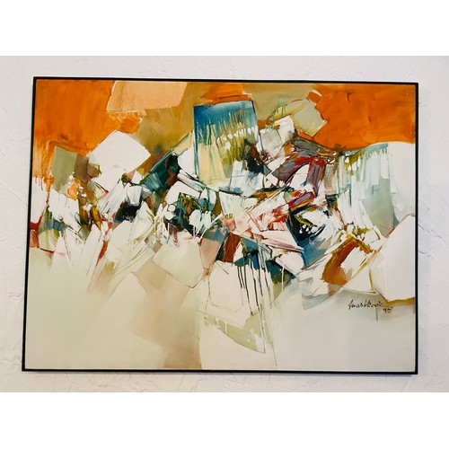 355 - Mashkoor Raza '95, superb oil on board framed 3' x 4'

His versatility is exciting including cubist ... 