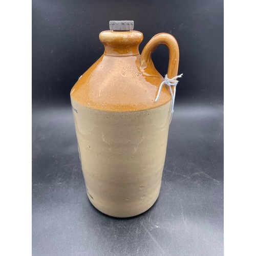 75 - Earthenware Jar with stopper, The B and S Products, Draught Beverages, 11''h