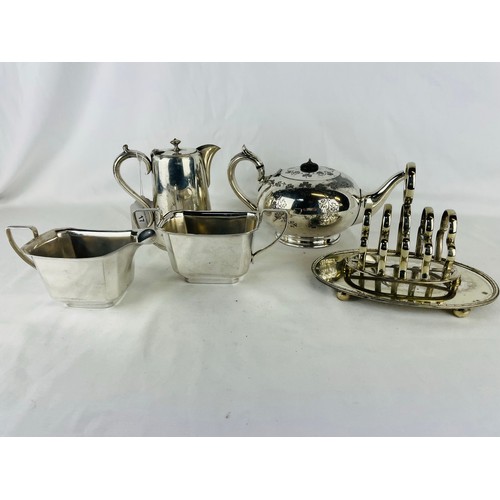 17 - A collection of epns and silver plat including a teapot engraved with shamrocks