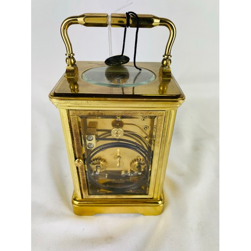 123 - Superb French carriage clock, 11 jewels, excellent condition. L'Epee, in good working order with key