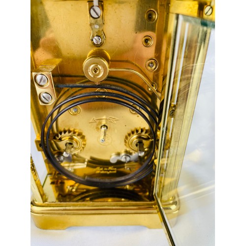 123 - Superb French carriage clock, 11 jewels, excellent condition. L'Epee, in good working order with key