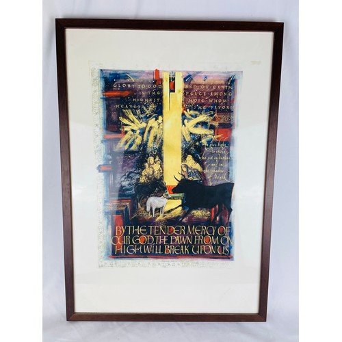 131 - A collection of 5 framed Liturgical Press posters framed, 19'' x 28''. From the Collegeville Bible