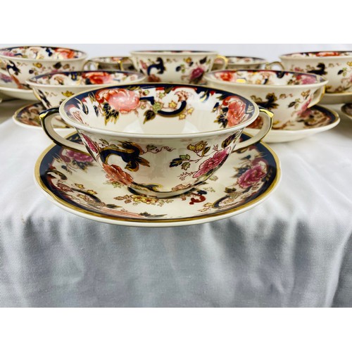 138 - Superb set of 12 Masons Mandalay 5'' soup bowls and 12 matching 6'' saucers