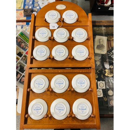 149 - Complete set of 14 Hummel Century Collection plate series with Hummel wall display