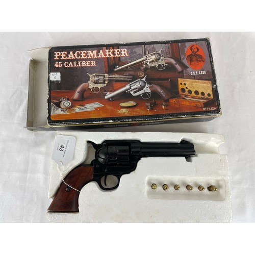 43 - Replica peacemaker 45 caliber colt gun in original box