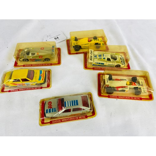 83 - A collection of 6 vintage die cast cars in original packaging