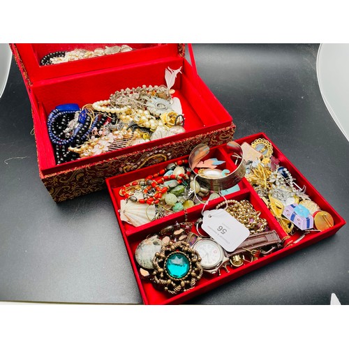 56 - Vintage beaded box with a large selection of jewellery