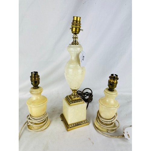 318 - A collection of 3 onyx electric lamps