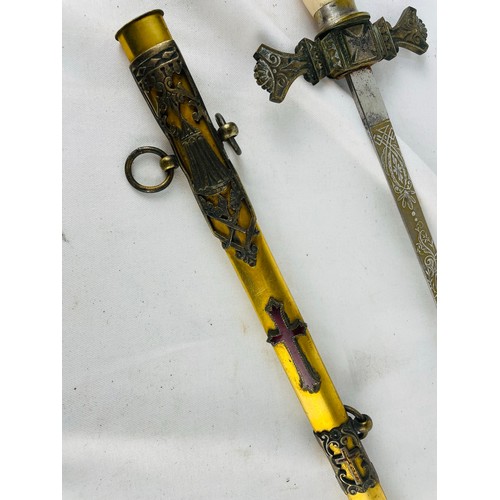 305A - French sword and sheath, heavily engraved, possibly early 18th century