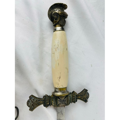 305A - French sword and sheath, heavily engraved, possibly early 18th century