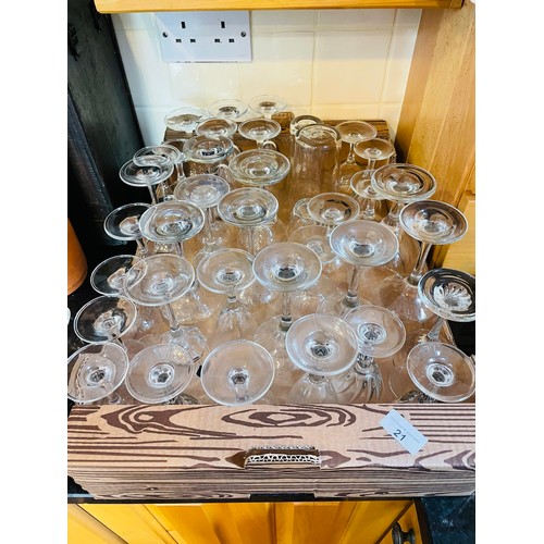 21 - A box lot of wine glasses and others