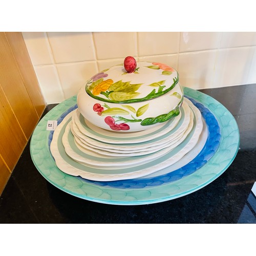 23 - A collection of serving platters and a toureen