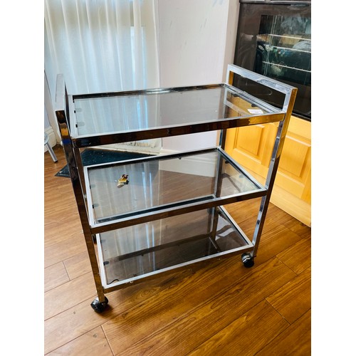 30 - 3 shelf glass serving trolley, 2'h x 24''w x 14''d