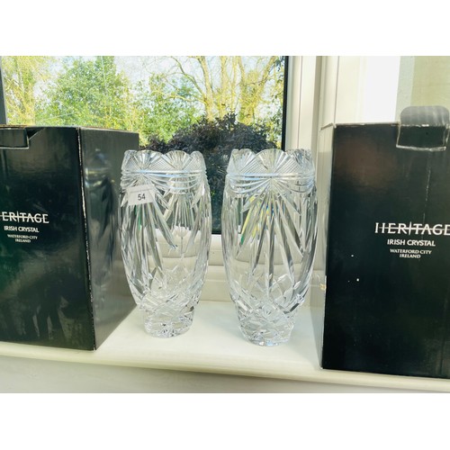 54 - Pair of Heritage Irish Crystal vases, 9.5'' lotus vase