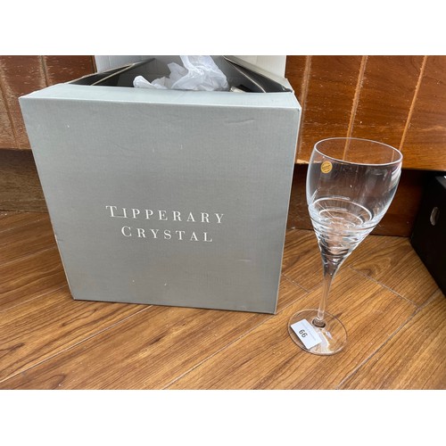 66 - A set of 6 Tipperary Crystal spiral red wine glasses