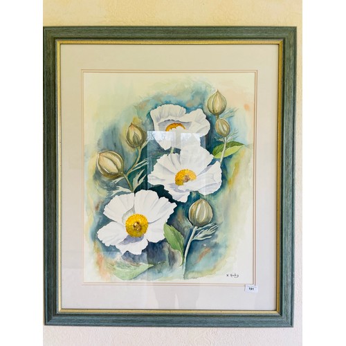 191 - Watercolor by N Hurley framed and signed, 36''h x 31''w