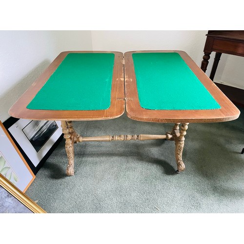 213 - Superb Victorian inlaid games table with stretcher leg, 36'' x 36'' open x 27''h