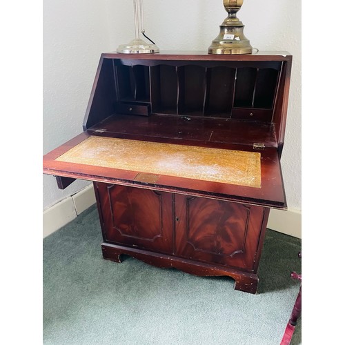 215 - Edwardian mahogany writing bureau, 30''w x 18''d x 39''h