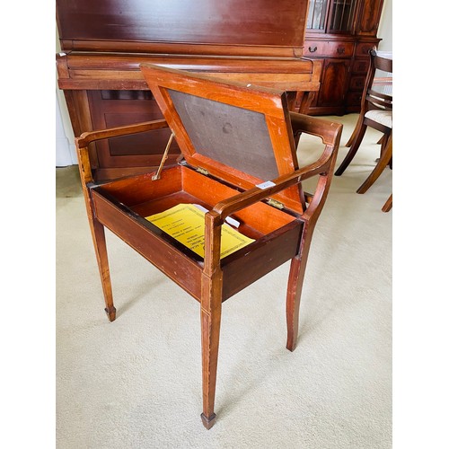 231 - Superb Victorian inlaid piano stool with lift top, 21''w x 22''h x 16''d