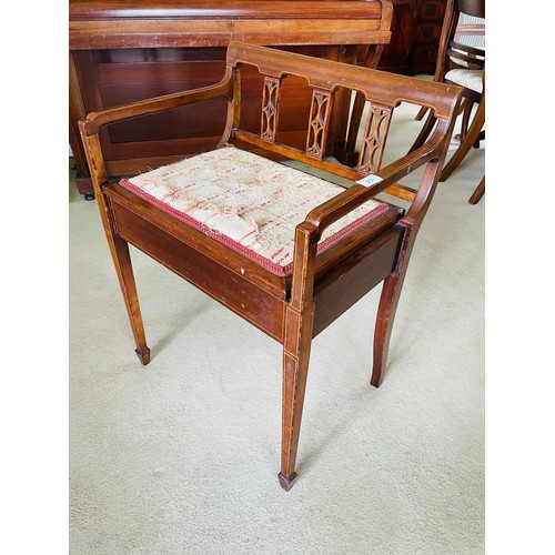 231 - Superb Victorian inlaid piano stool with lift top, 21''w x 22''h x 16''d