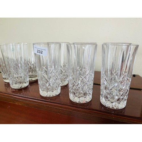 232 - A collection of 9 Galway Crystal high ball glasses (set of 6 and 3)