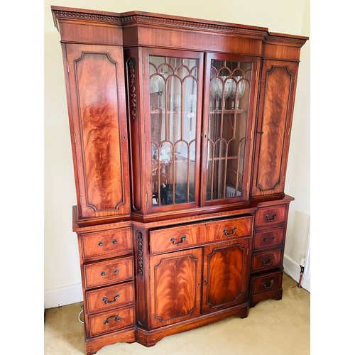 235 - Quality mahogany inlaid bureau display cabinet, 5'w x 16''d x 76''h